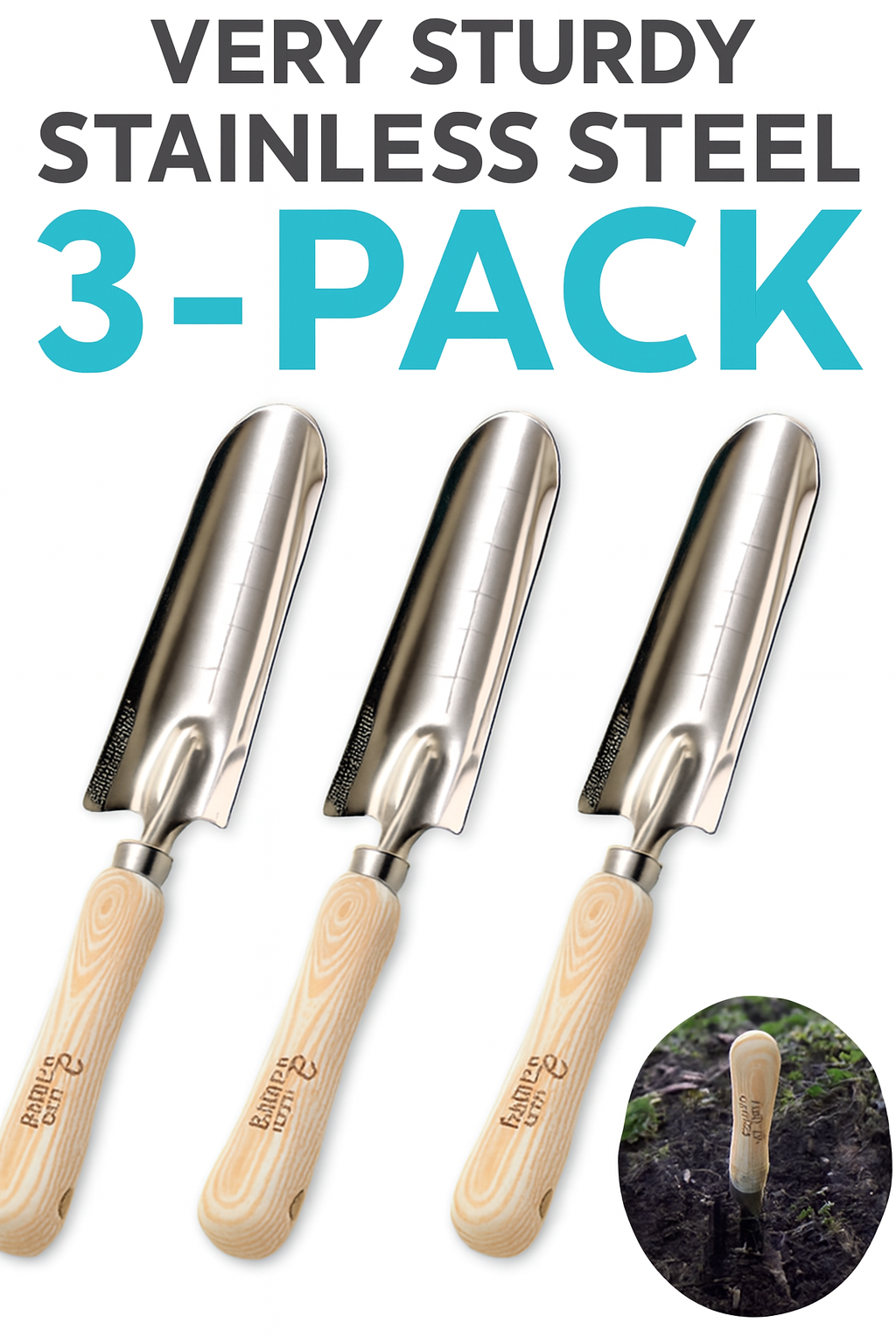 3 Pack Cate's Garden Garden Transplanter Trowel Premium Transplanter Tool