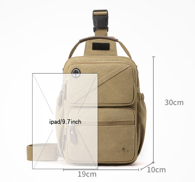 Lior Compact Canvas Sling Chest Bag - Unisex Crossbody Shoulder Daypack for Outdoor Travel and Work