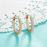 18kt Gold Plated Cubic Zirconia In And out Hoop Earrings