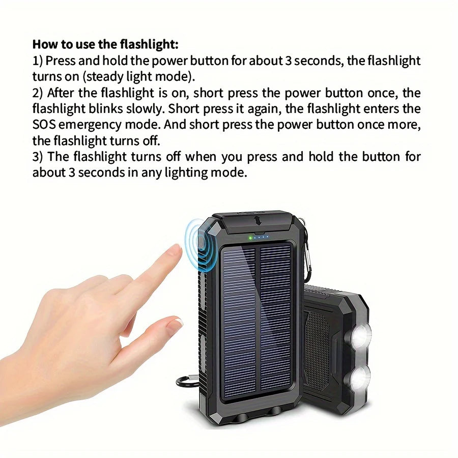 2‑Pack 10,000mAh Solar Charger  Dual USB + Type‑C/Micro USB Inputs