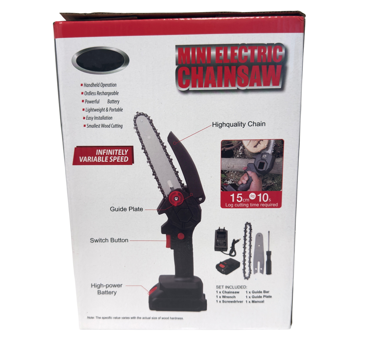 6-Inch Mini Electric Chainsaw 48V Cordless – Lightweight – Rechargeable 21V Battery