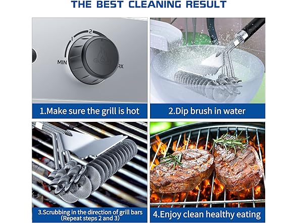 Grill Brush and Scraper Bristle Free, Grill Brush for Outdoor Grill, 17" Stainless Steel BBQ Brush for Grill Cleaning, Hooks Included