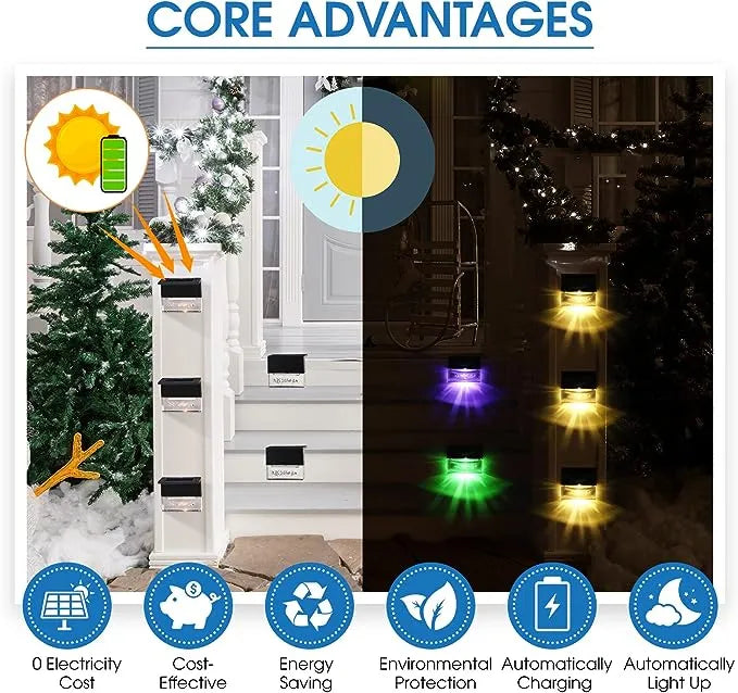 6 Pack LED Solar Deck Lights For Step, Fences and Steps Waterproof Warm White/Color Changing