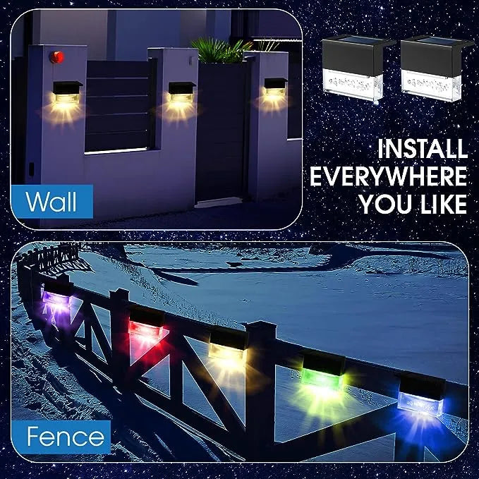 6 Pack LED Solar Deck Lights For Step, Fences and Steps Waterproof Warm White/Color Changing