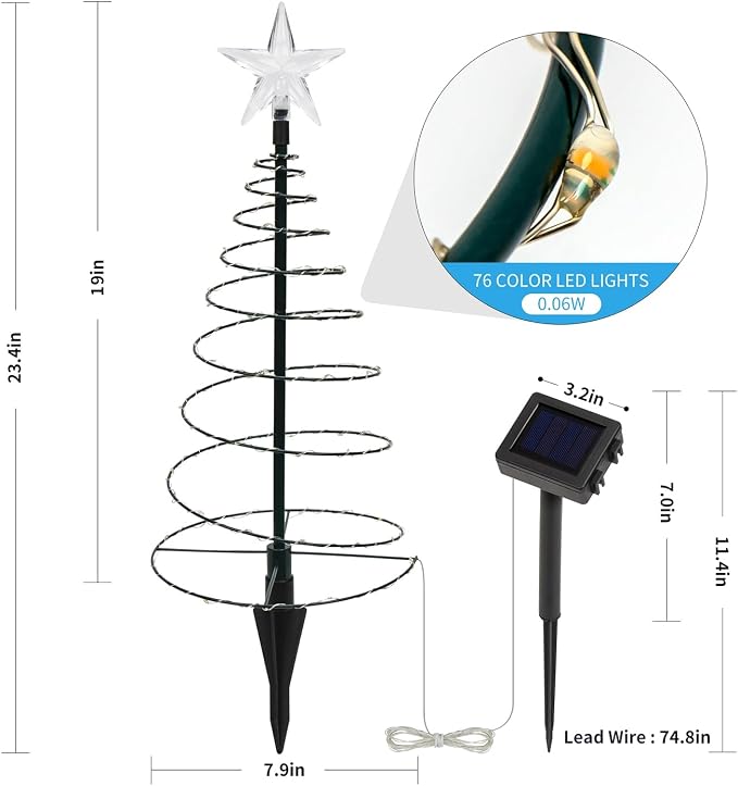 19″ Solar Outdoor Christmas Pathway Light – Waterproof & Auto On/Off – Multi-Colored