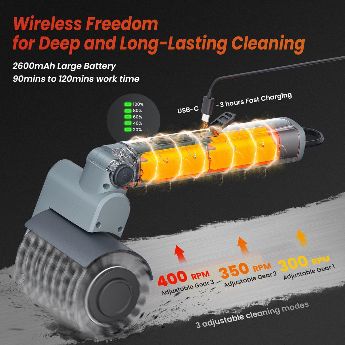 Electric grill brush adjustable cleaning head