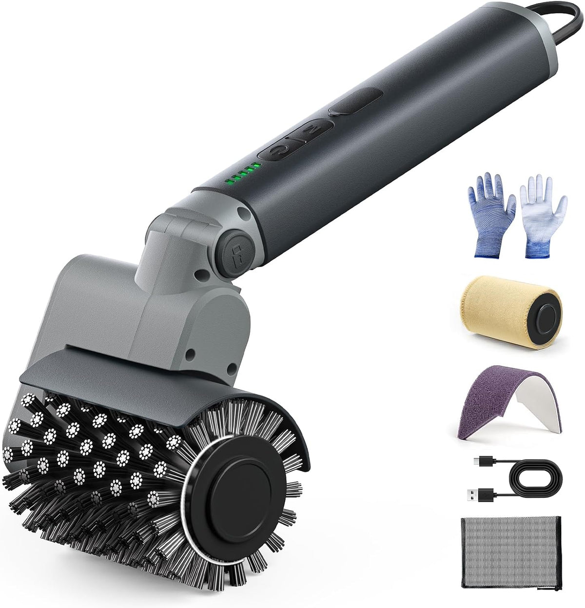Rechargeable 3-in-1 electric grill brush kit