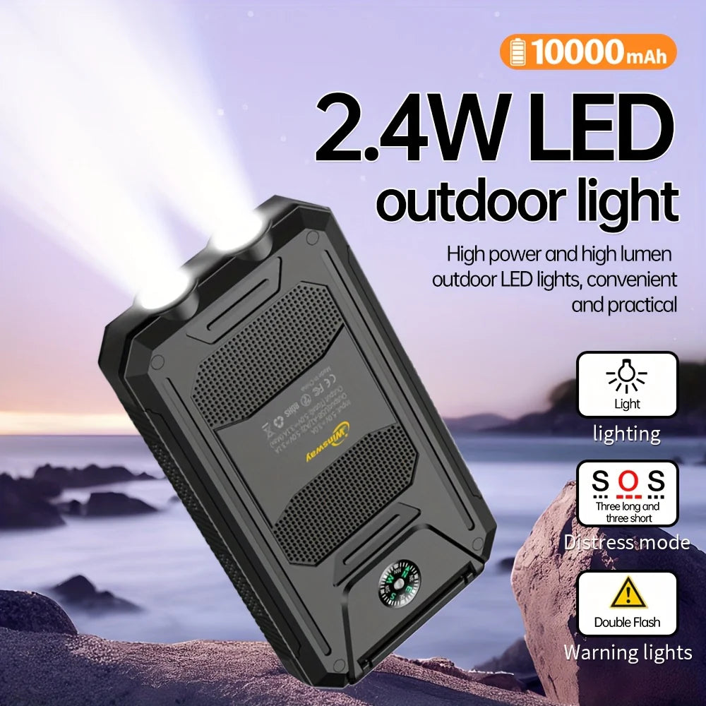 2‑Pack 10,000mAh Solar Charger  Dual USB + Type‑C/Micro USB Inputs