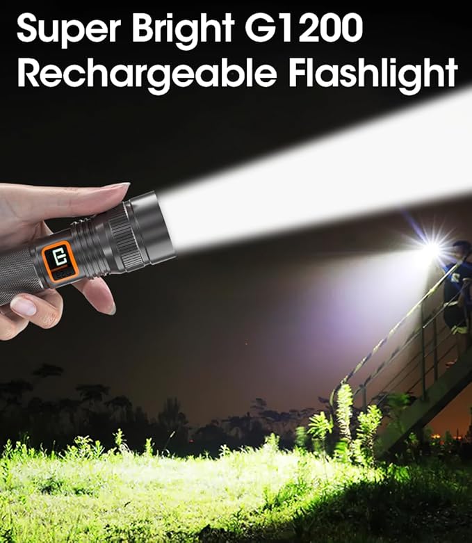 Rechargeable LED Flashlight – High Lumens – Zoomable – Waterproof – Batteries Included
