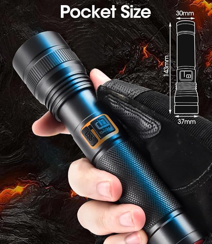 Rechargeable LED Flashlight – High Lumens – Zoomable – Waterproof – Batteries Included