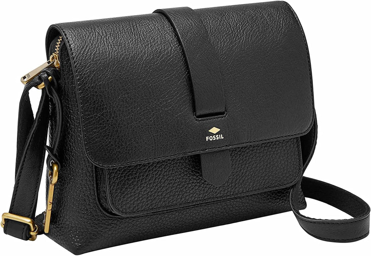 Fossil Kinley small black leather crossbody bag