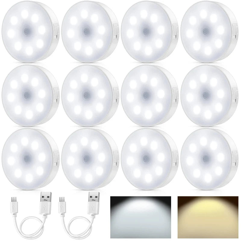 6 Pack Rechargeable Motion Sensor Light Fixture – Indoor LED – USB Cord