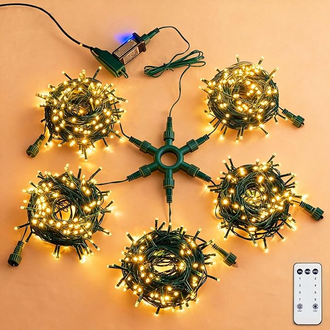 750 LED 245FT Star String Lights – Warm White – 8 Modes – Green Wire