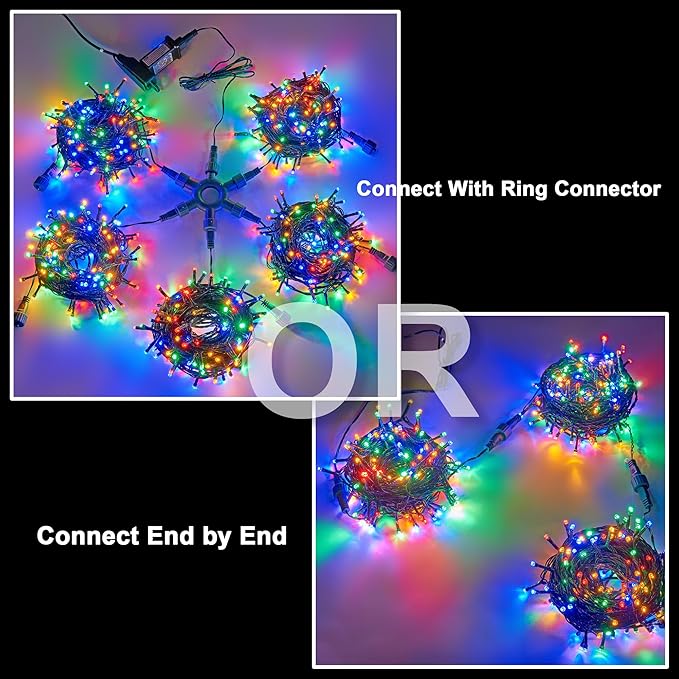 750 LED 245FT Star String Lights – Warm White/Multicolor – 9 Modes – Green Wire