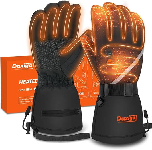 Heated Gloves – 5000mAh Rechargeable Batteries – Waterproof – Skiing Snowboarding Hiking Motorcycle – LARGE