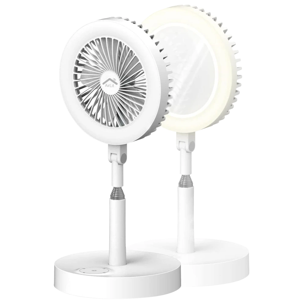 GeoSmartPro AirLit Voice-Enabled Portable Smart Desk Fan with Ring Light Mirror