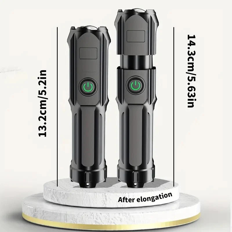 2 Pack Flashlight High Power Telescopic Zoom LED Rechargeable Torch