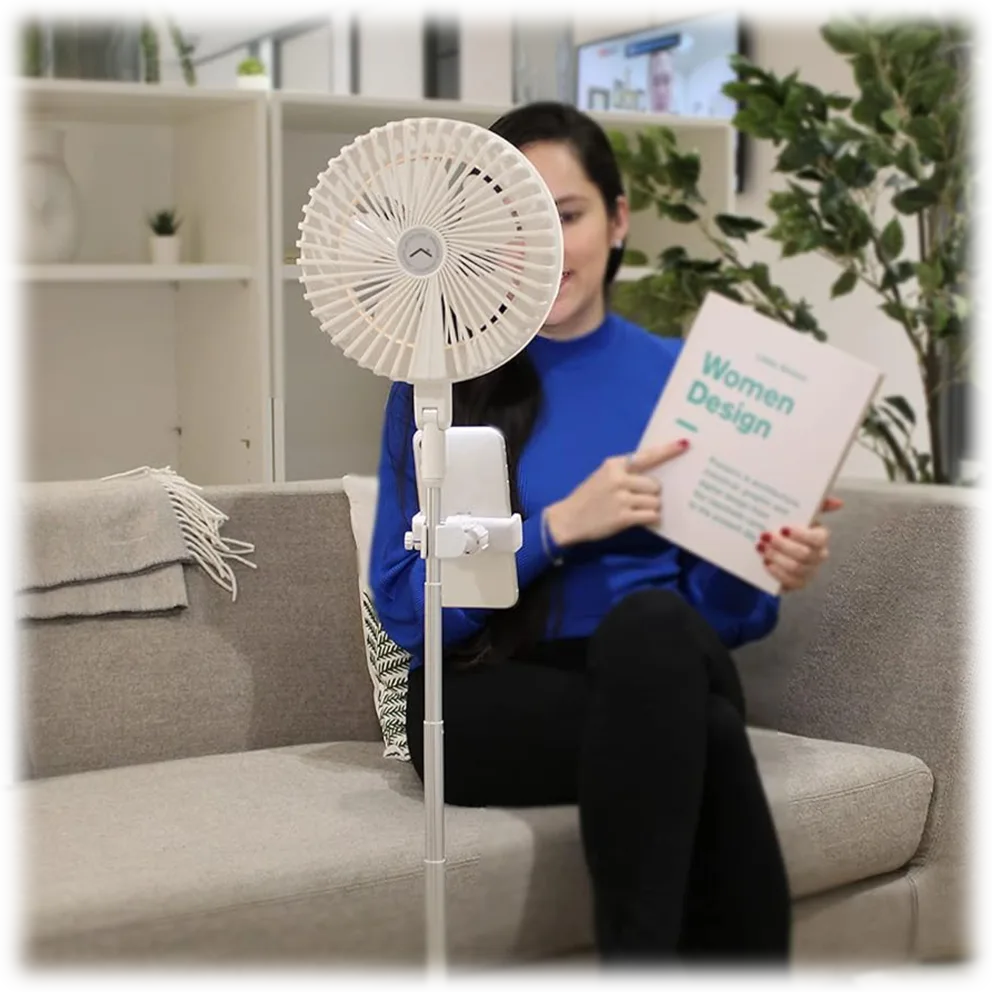 GeoSmartPro AirLit Voice-Enabled Portable Smart Desk Fan with Ring Light Mirror