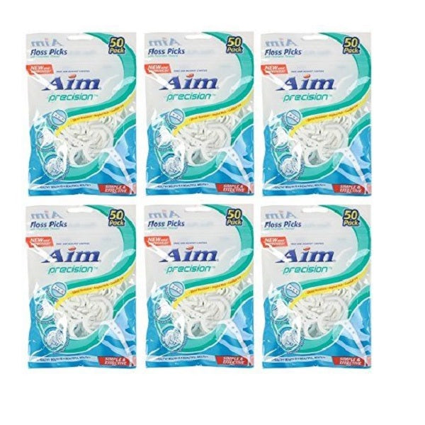 Aim Precision Floss Picks with Fluoridex Thread 50 ct (Pack of 6)