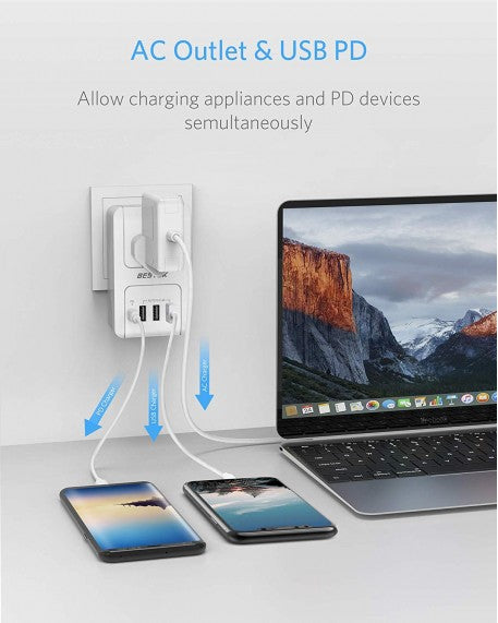 BESTEK 3000W International Travel Adapter with PD 3.0