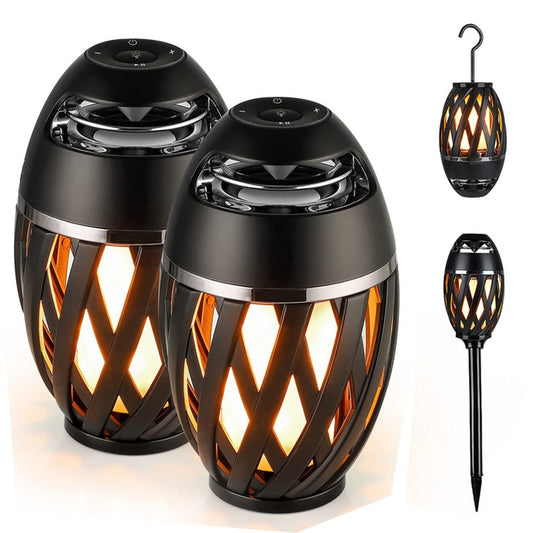 2-Pack Tiki LED Flame Bluetooth Speakers with Poles