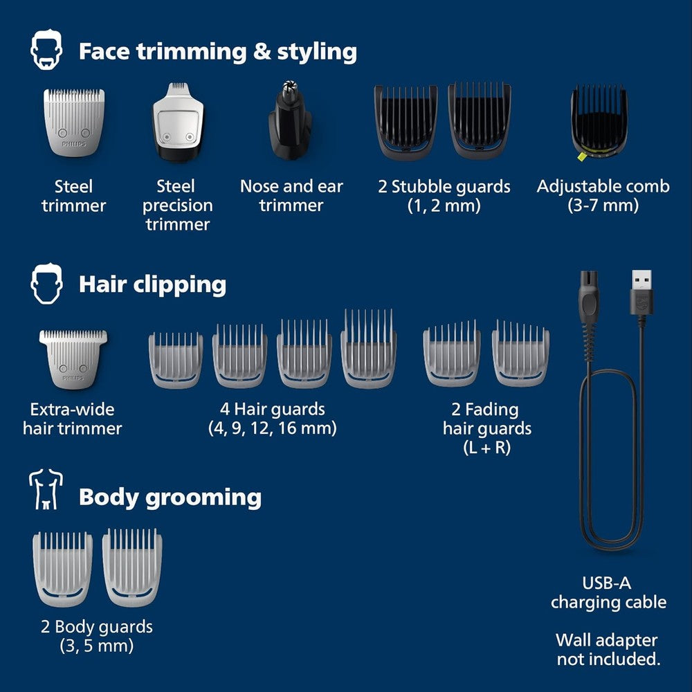 Philips Norelco Multigroom Series 5000 18 Piece, Beard Face, Hair, Body and Intimate Hair Trimmer for Men