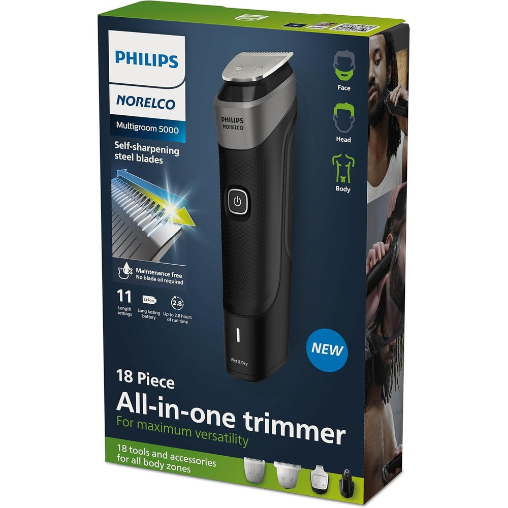 Philips Norelco Multigroom Series 5000 18 Piece, Beard Face, Hair, Body and Intimate Hair Trimmer for Men