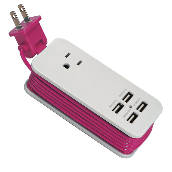 2 Pack Travel Power Strip with 4 USB Ports & 4-Foot Cord