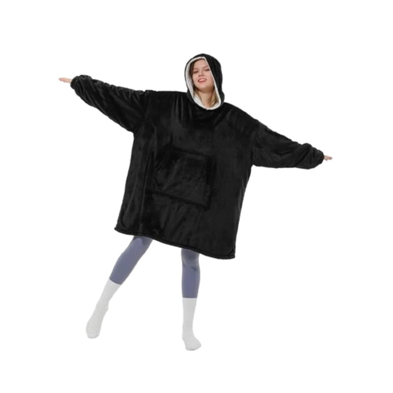 Unisex Sherpa Lined Wearable Hooded Blanket One Size Fits All