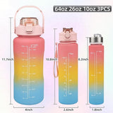 3 Piece Set: Water Bottles with Motivational Time Marker