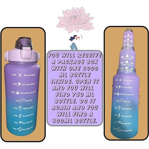 3 Piece Set: Water Bottles with Motivational Time Marker