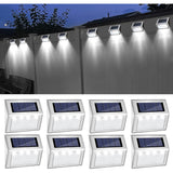 8 Pack Stainless Steel Solar Lights – For Stairs, Pathways and Decks – Cool White