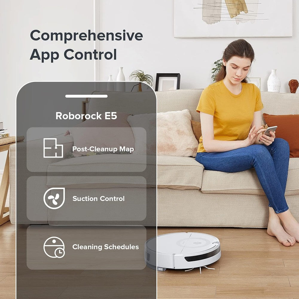 roborock E5 Mop Robot Vacuum Cleaner, 2500Pa Strong Suction, Wi-Fi Connected, APP Control