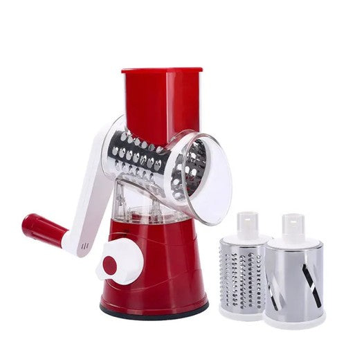 3 in 1 Vegetable Mandoline Slicer Swift Rotary Drum Grater Nut Shredder Veggie Cutter Peeler Spiralizer Cheese Chopper