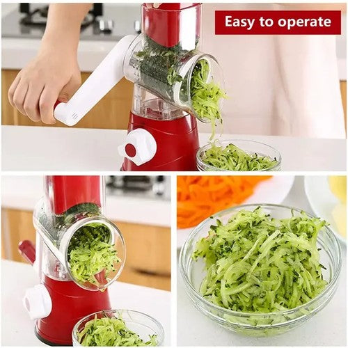 3 in 1 Vegetable Mandoline Slicer Swift Rotary Drum Grater Nut Shredder Veggie Cutter Peeler Spiralizer Cheese Chopper