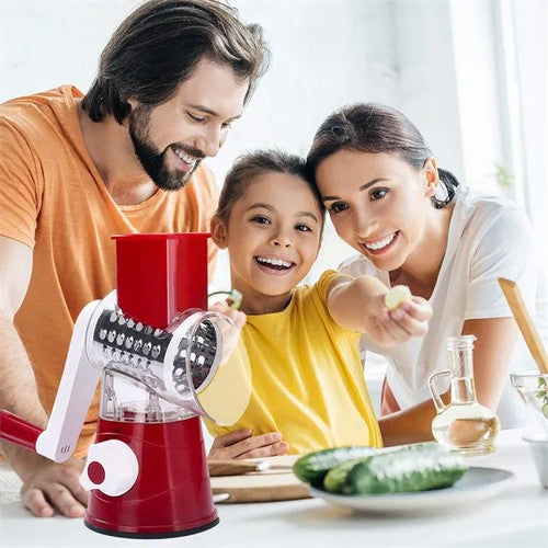 3 in 1 Vegetable Mandoline Slicer Swift Rotary Drum Grater Nut Shredder Veggie Cutter Peeler Spiralizer Cheese Chopper