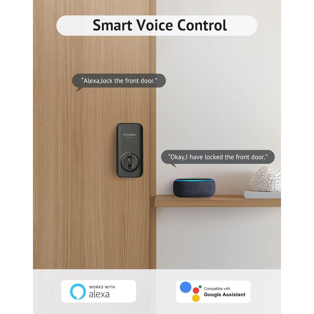 LaView Bluetooth Enabled Door Lock, Wireless & Keyless Entry Smart Door Lock, Alexa and Google Assistant-Enabled Smart Lock