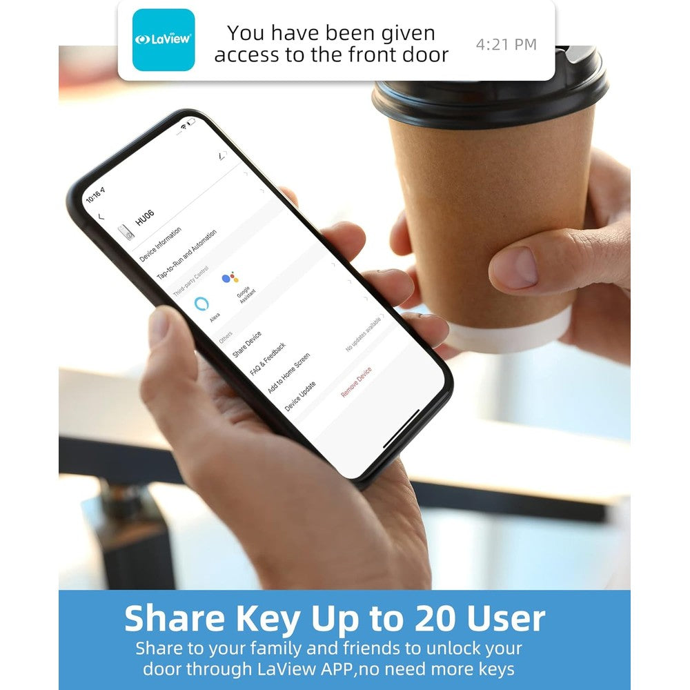 LaView Bluetooth Enabled Door Lock, Wireless & Keyless Entry Smart Door Lock, Alexa and Google Assistant-Enabled Smart Lock