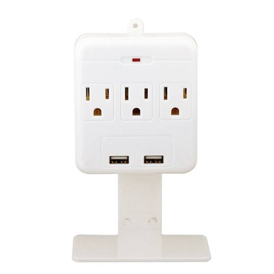 iCover 3-Outlet Surge Protector with 2 USB Ports & Removable Shelf