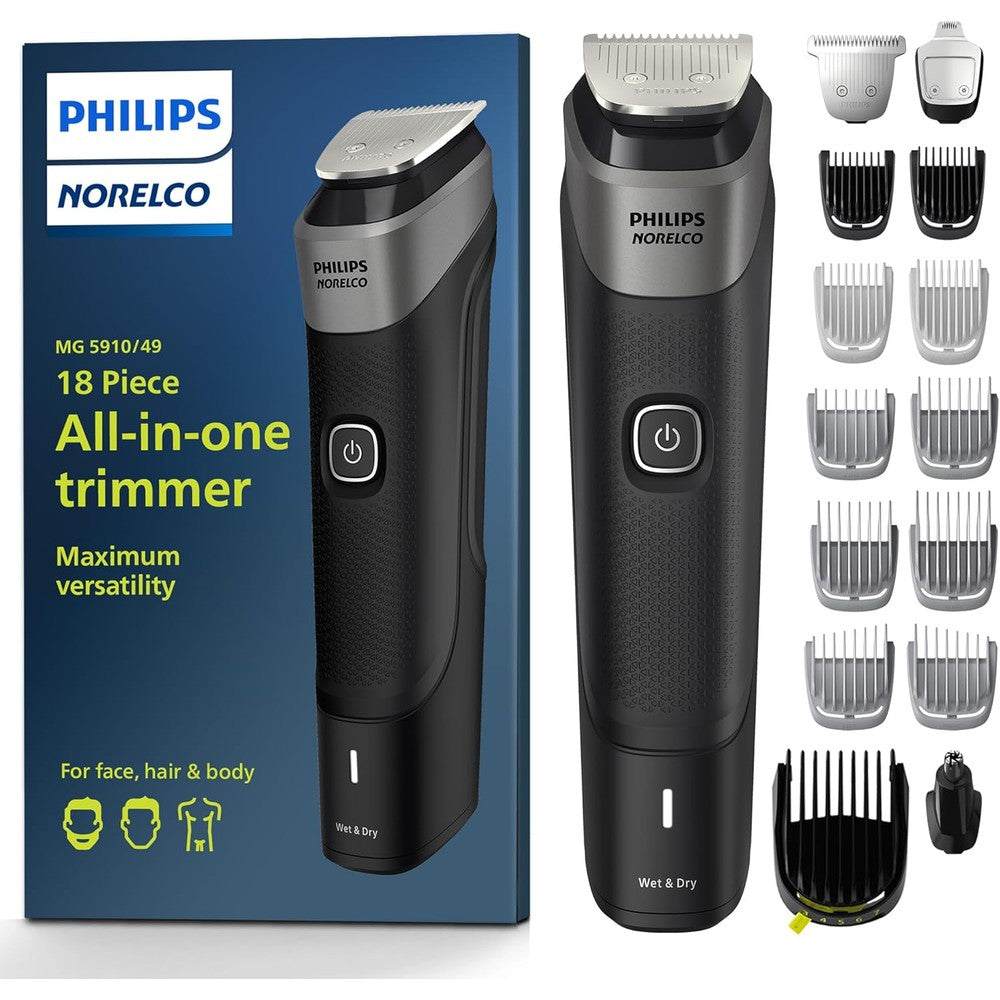 Philips Norelco Multigroom Series 5000 18 Piece, Beard Face, Hair, Body and Intimate Hair Trimmer for Men