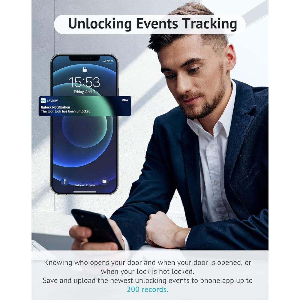 LaView Bluetooth Enabled Door Lock, Wireless & Keyless Entry Smart Door Lock, Alexa and Google Assistant-Enabled Smart Lock