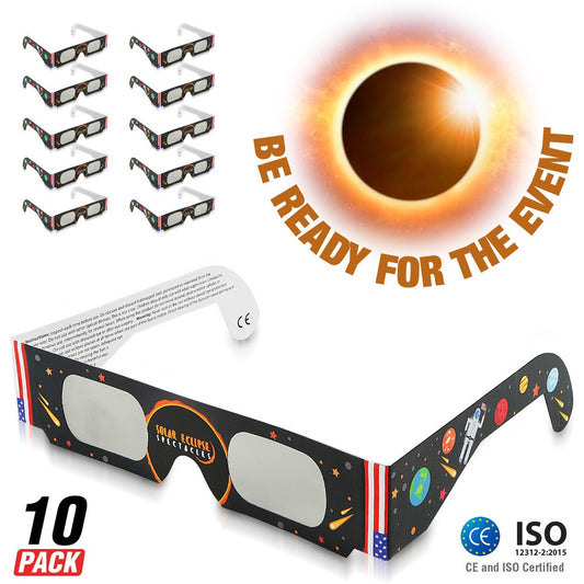 5 OR 10 Pack BRITENWAY Solar Eclipse Glasses - CE Approved & ISO Certified Safe