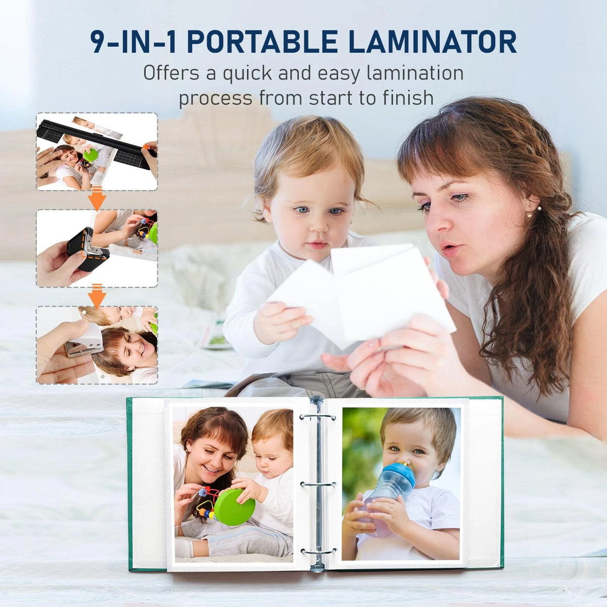 13 Inch A3 Laminator Machine, 9 in 1 Desktop Thermal Never Jam With 40 Pouches