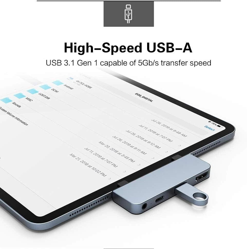 HyperDrive 4-in-1 USB-C Hub for iPad Pro/Air, Gray