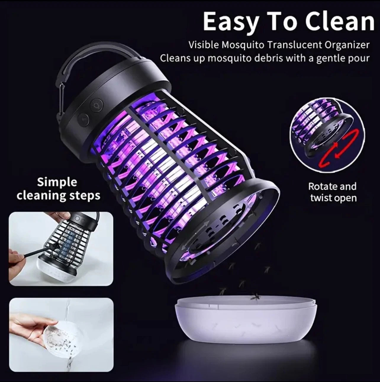 3 in 1 Outdoor & Indoor Bug Zapper – 7 Hour – Frequency & Blue Light Attraction-Rechargeable