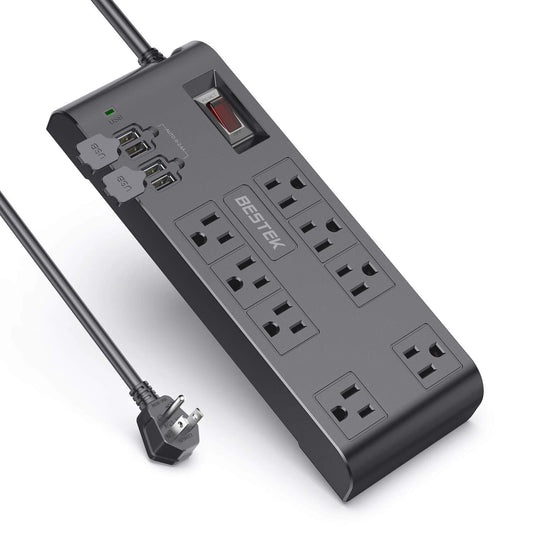 BESTEK 8-Outlet 6Ft Extension Cord Power Strip with 4 USB 1875W Surge Protector