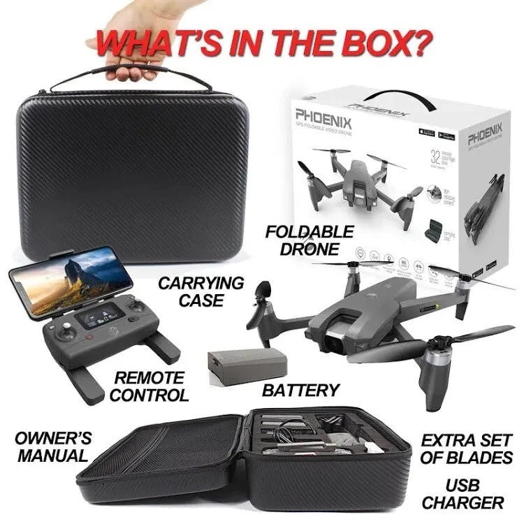 Vivitar - VTI Phoenix Foldable Drone - Black/Grey-Refurbished