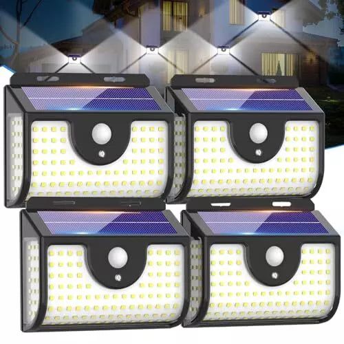 Solar Lights Outdoor 4 Pack, Ultra Bright 134LED Motion Sensor