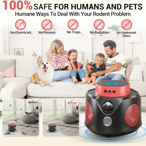 Indoor 360 Ultrasonic Pest Repeller with PIR Sensor & LED Strobe Light