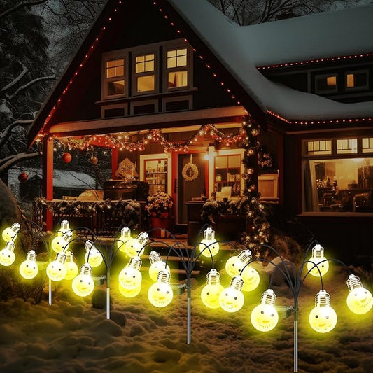 4 Pack Snowman Bulb Solar Pathway Lights – Waterproof – Two Flashing Modes